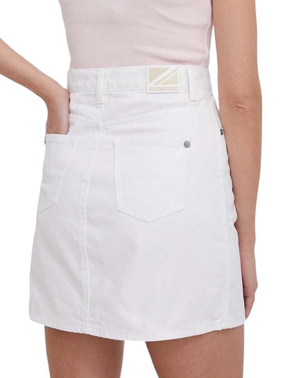 Pepe Jeans Gonna Donna Mini Skirt Hw Coated Pl901118 Bianco