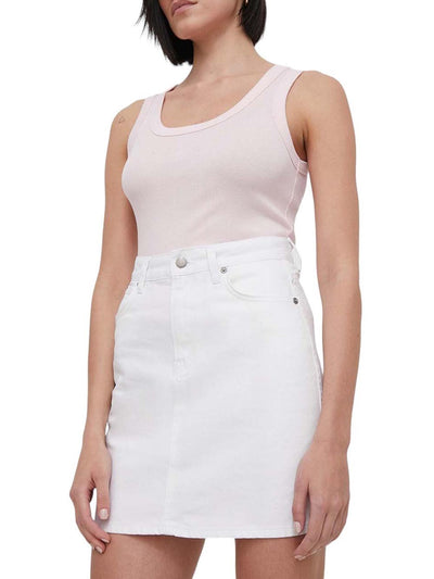 Pepe Jeans Gonna Donna Mini Skirt Hw Coated Pl901118 Bianco