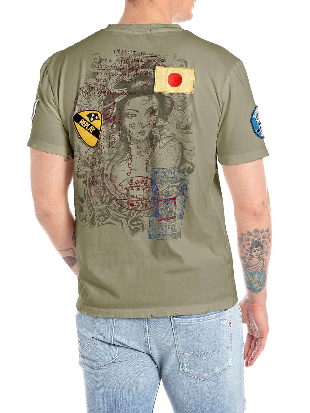 Replay T-shirt Uomo M6763 .000.23608p Verde militare