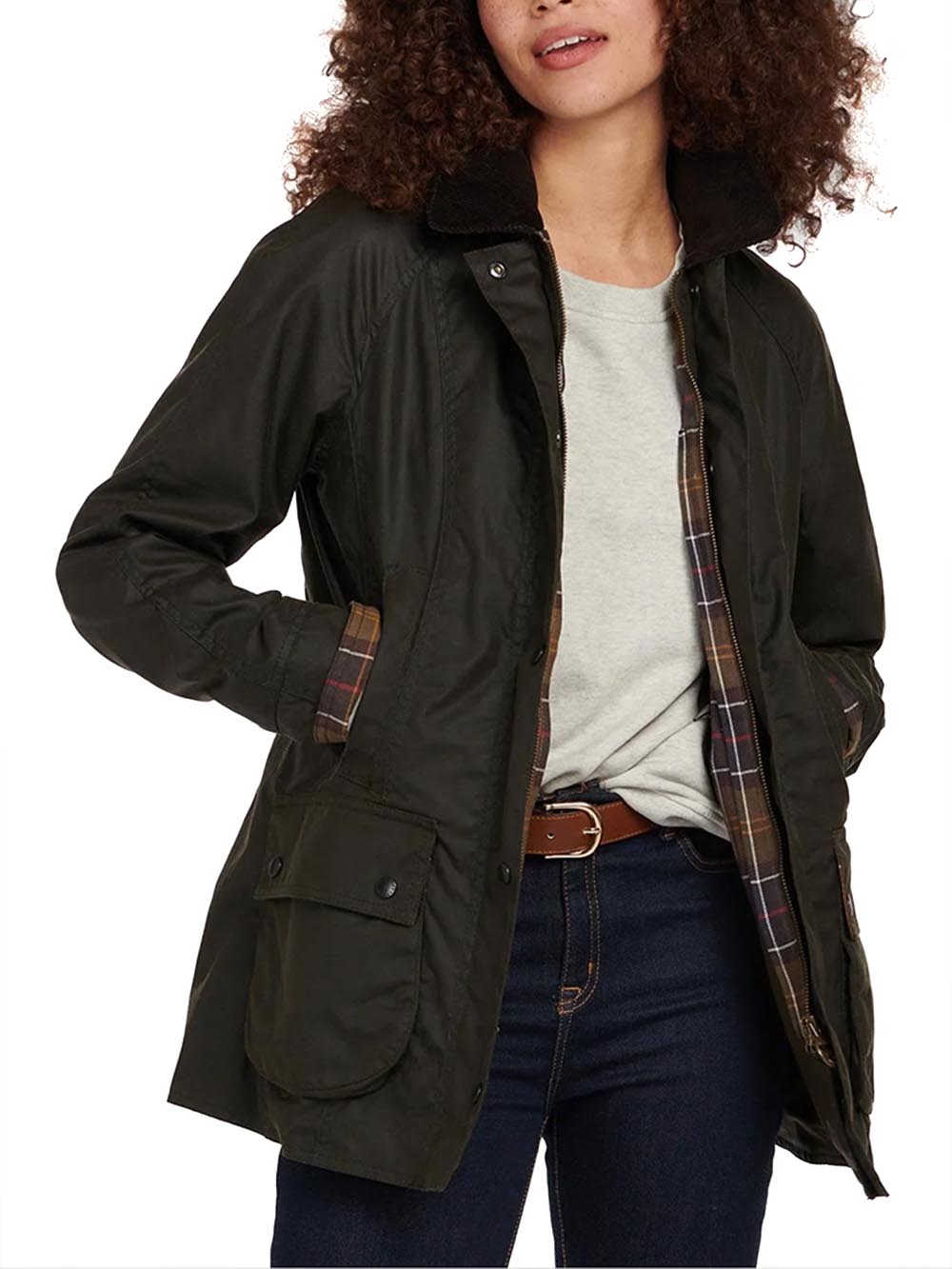 Barbour Giubbino Donna Lwx0668 Classic Beadnell Wax Jacket Verde oliva