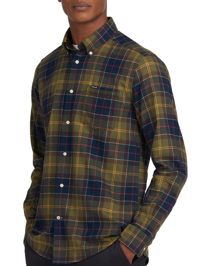 Barbour Camicia Uomo Msh4991 Fortrose Tailored Shirt Verde