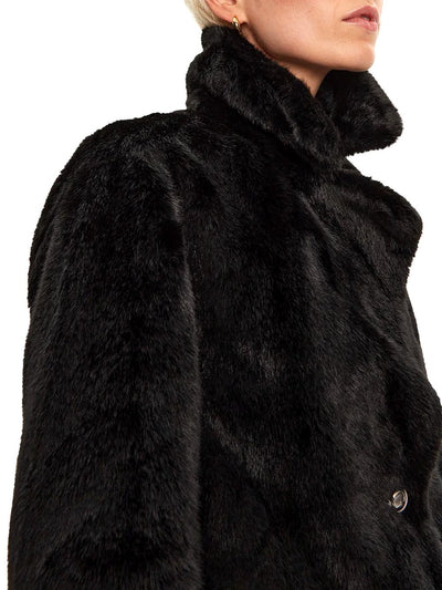 Guess Giubbino Donna W4bl04 Wgho0 Ilomena Faux Fur Nero