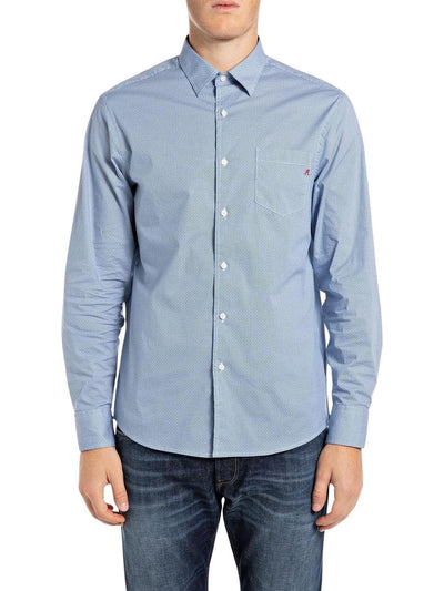 Replay Camicia Uomo M4049a.000.74953 Bianco/celeste