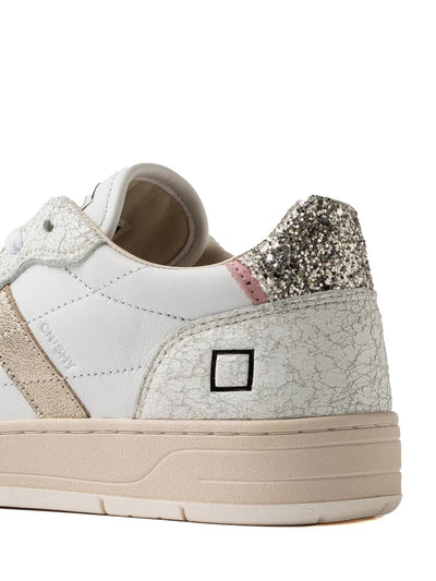 D.A.T.E. Sneakers Donna Court Shiny Bianco glitter