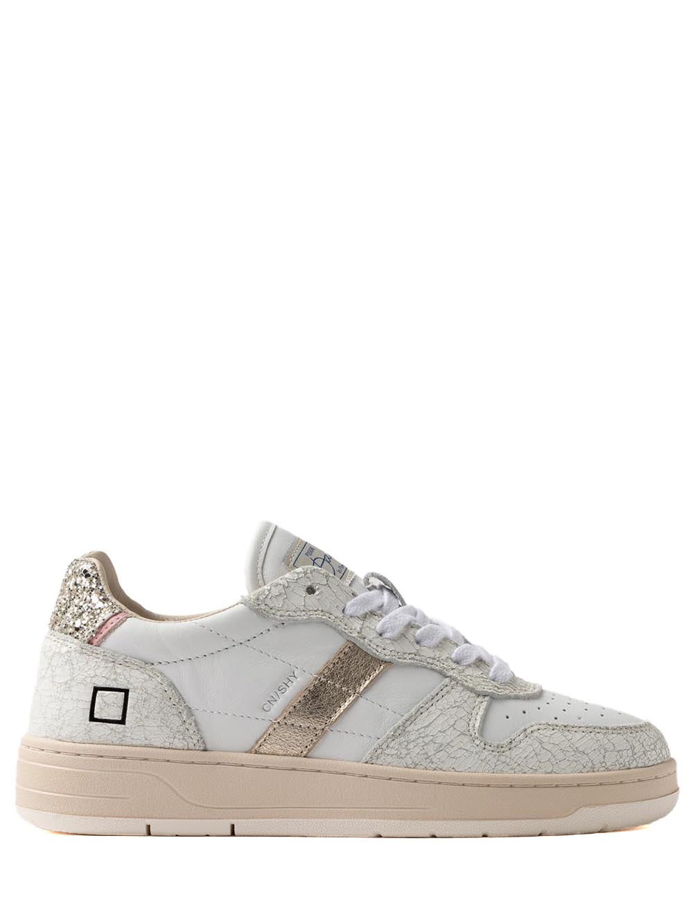 D.A.T.E. Sneakers Donna Court Shiny Bianco glitter
