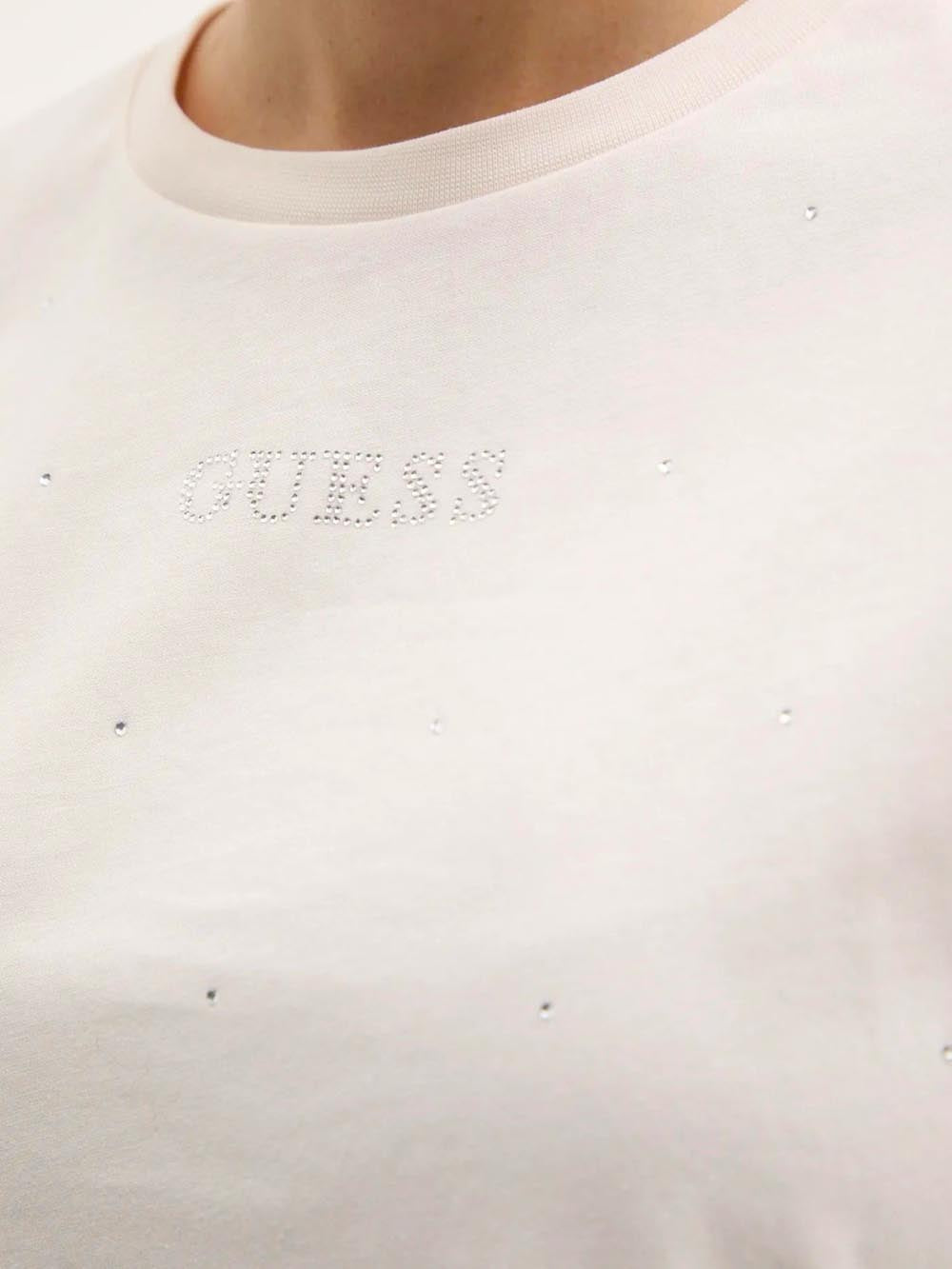 Guess T-shirt Donna V5gi00 I3z14 Primula Bianco