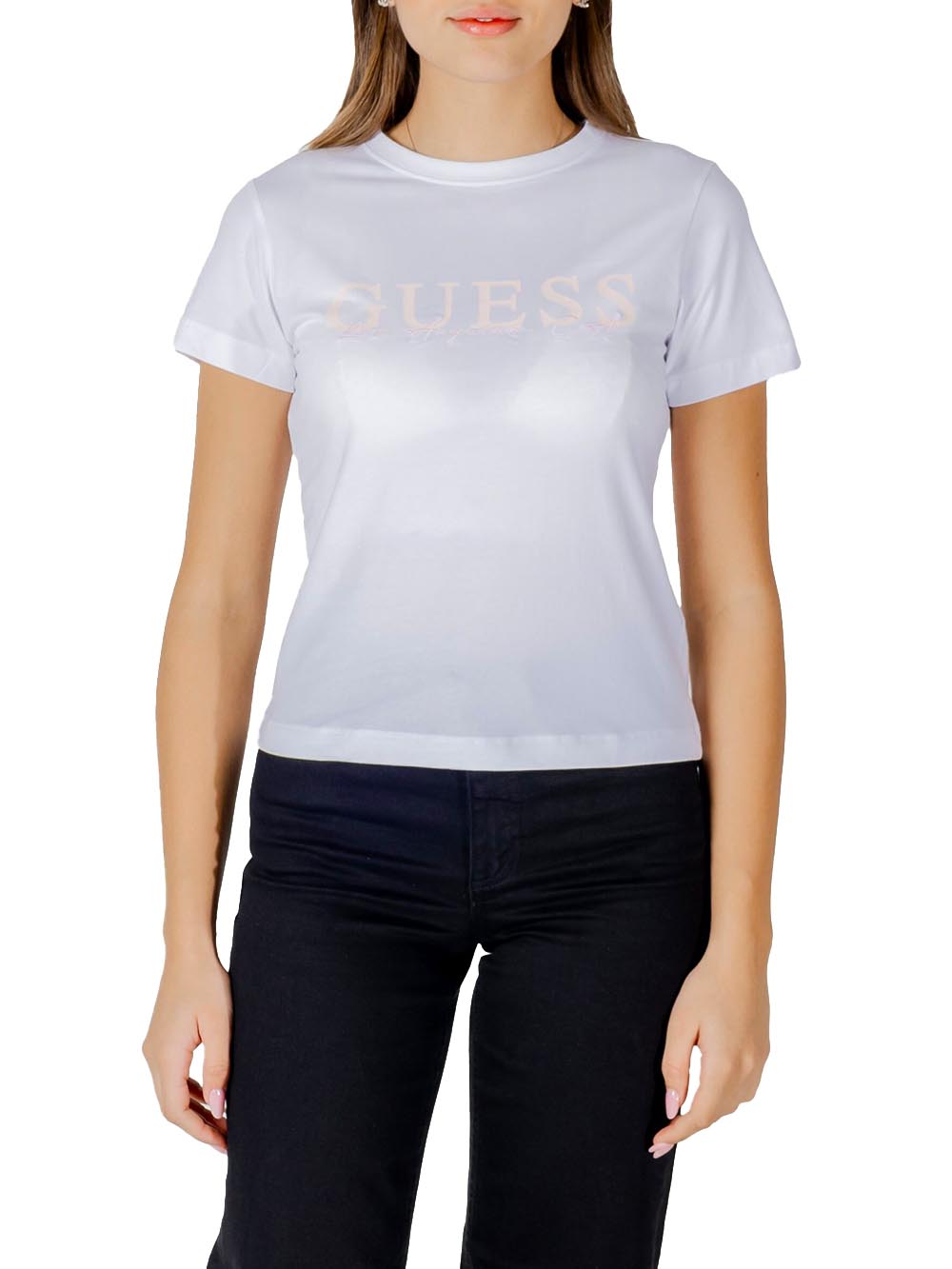 Guess T-shirt Donna V5gi15 J1314 Kamelie Bianco