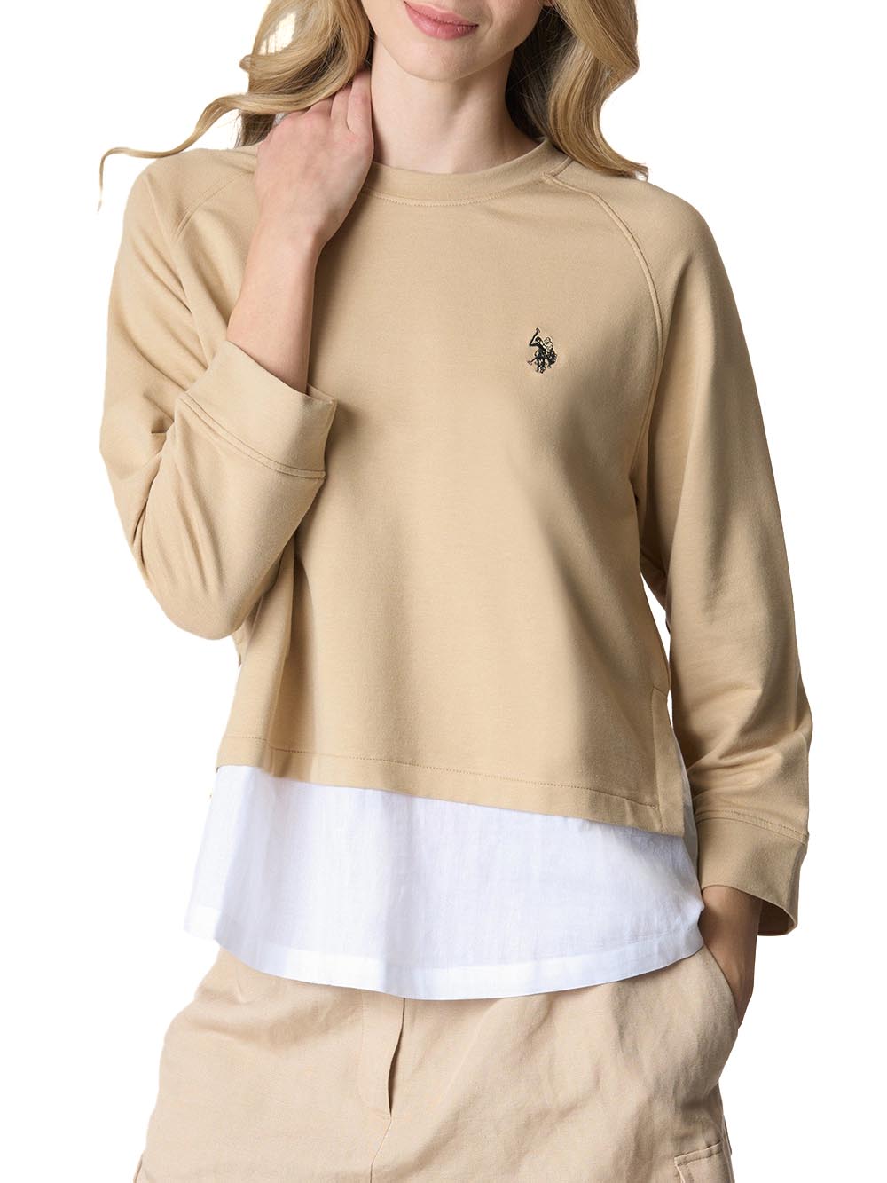 U.S. Polo Assn. Felpa Donna Laila Us41387003 Beige/panna