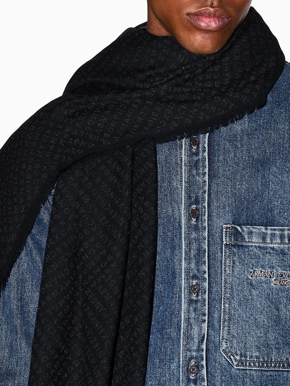 Armani Exchange Sciarpa Uomo Xm001714 Af17470 Nero