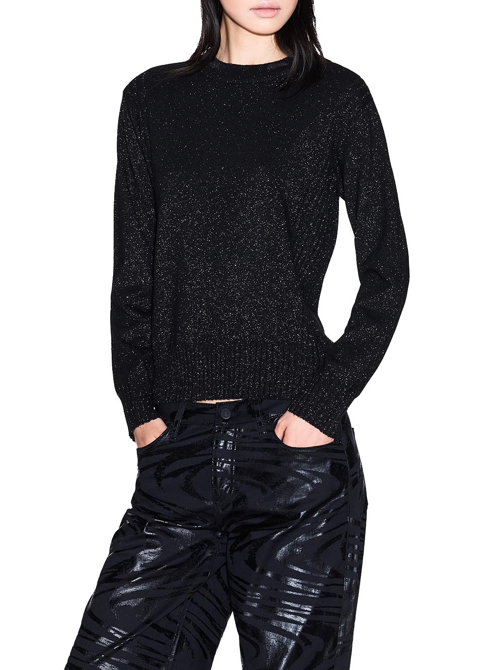 Armani Exchange Pullover Donna Xw001164 Af16181 Nero/Silver
