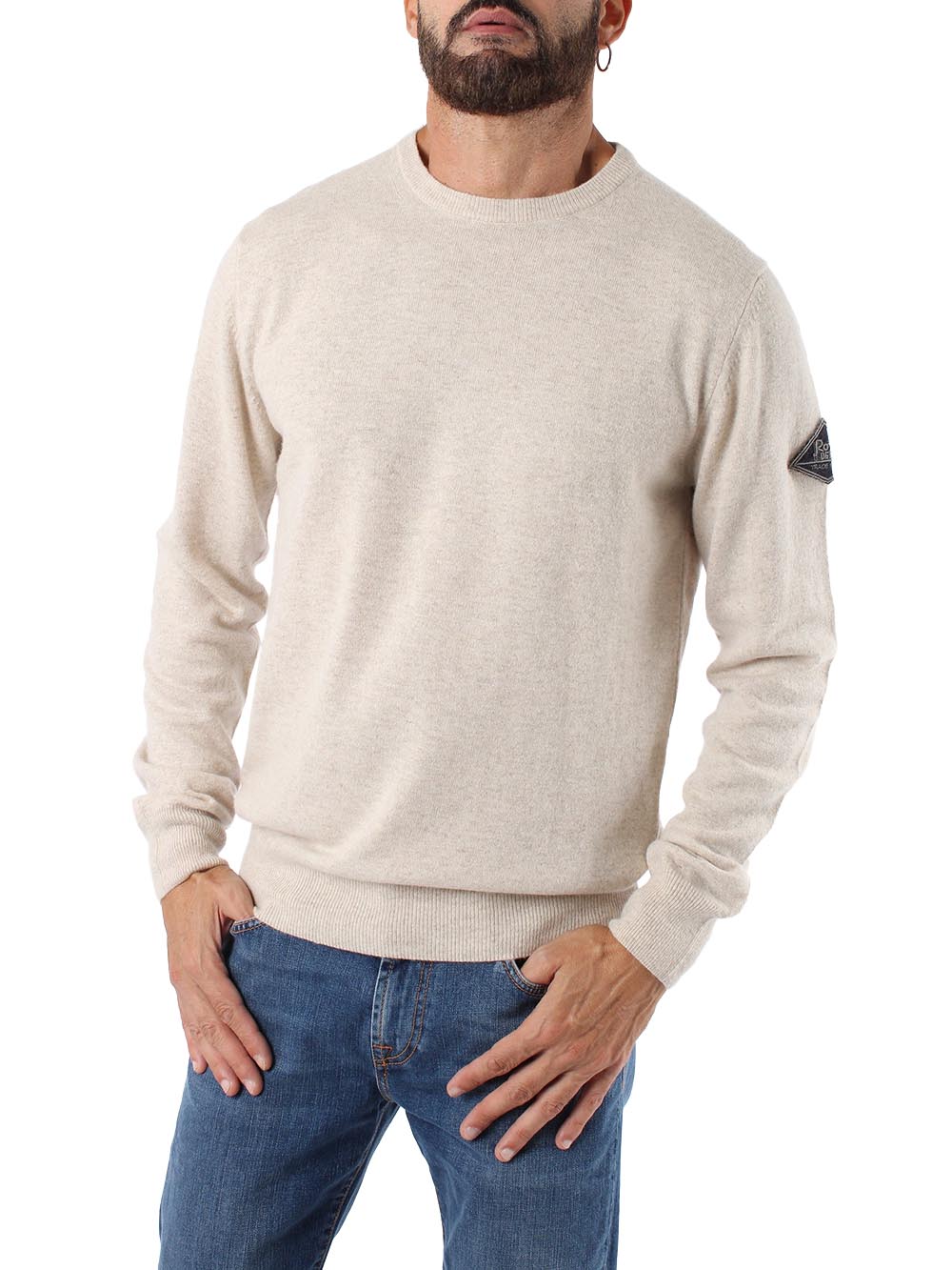 Roy Roger's Pullover Uomo Crew Neck Man Rru502 Cc53 Beige