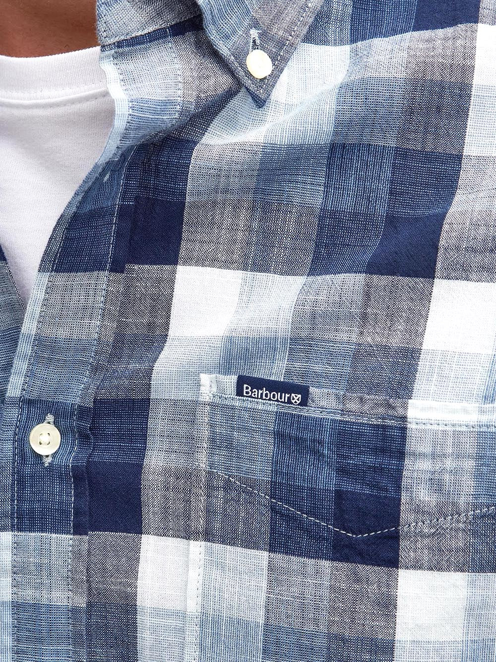 Barbour Camicia Uomo Msh5450 Hillroad Tailored Shirt Blu