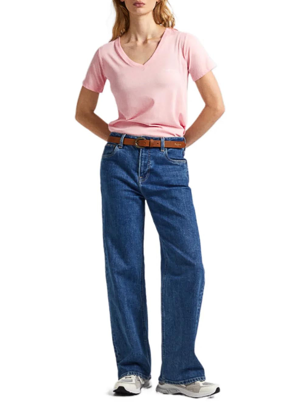 Pepe Jeans T-shirt Donna Lorette V Neck Pl505826 Rosa