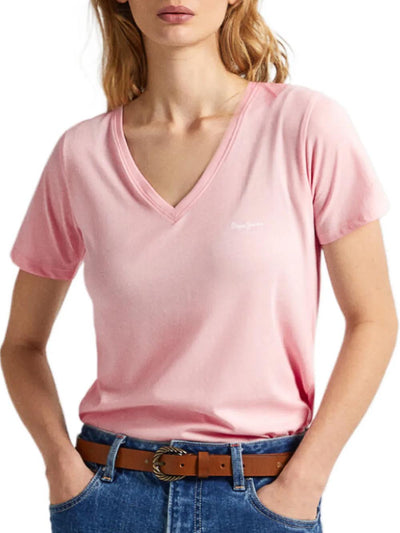 Pepe Jeans T-shirt Donna Lorette V Neck Pl505826 Rosa